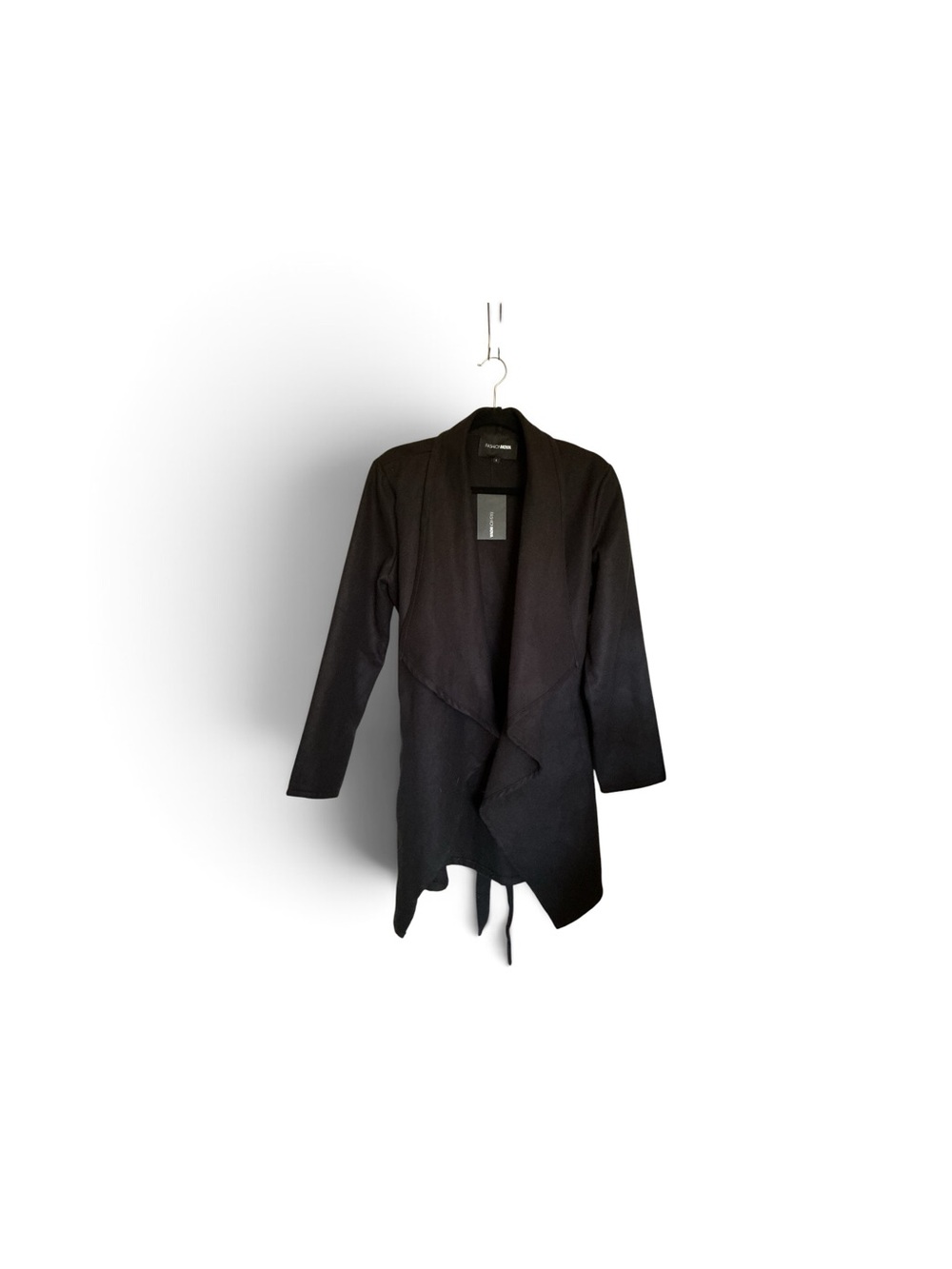 Fashion Nova Black Open-Front Draped Blazer